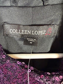 NWT Colleen Lopez Purple Sequin Moto Jacket Sparkly Evening Blazer Size Medium