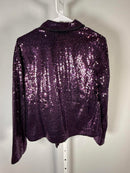 NWT Colleen Lopez Purple Sequin Moto Jacket Sparkly Evening Blazer Size XL