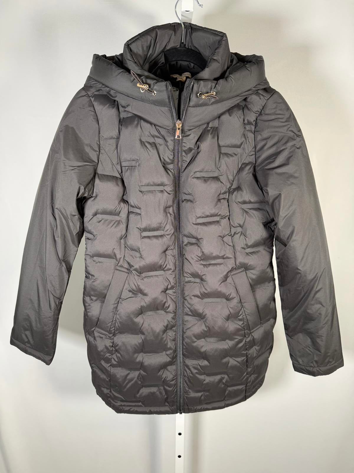 NWT Susan Graver Heat Press Mixed Media Jacket with Hood Black Size XXS