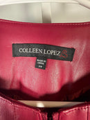 NWT Colleen Lopez Beaded Mesh Sleeve Faux Leather Moto Jacket Size XS