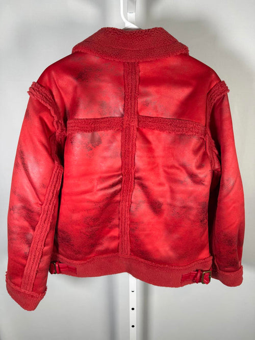 NWT G by Giuliana Faux Suede Shearling Zip Front Coat Red Size Medium