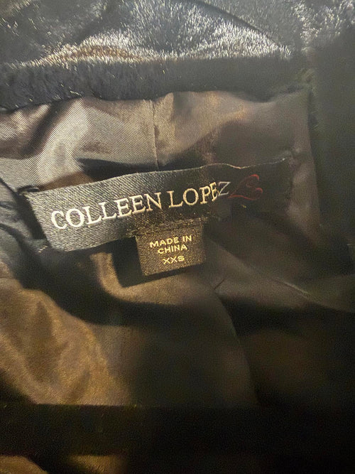 Colleen Lopez Black Faux Fur Jacket Cropped Plush Coat Size XXS