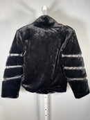Colleen Lopez Black Faux Fur Jacket Cropped Plush Coat Size XXS