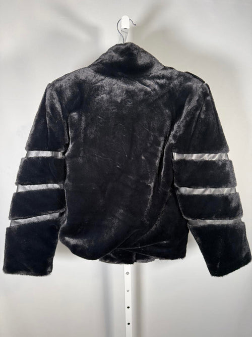 Colleen Lopez Black Faux Fur Jacket Cropped Plush Coat Size XXS