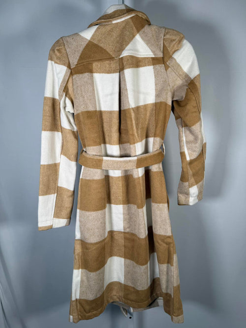 G by Giuliana Women's Black Label Plaid Trench Coat Camel Size XS