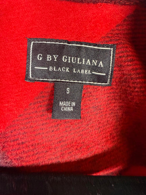G by Giuliana Women's Black Label Plaid Trench Coat Red Size Small