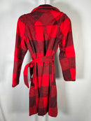 G by Giuliana Women's Black Label Plaid Trench Coat Red Size Small