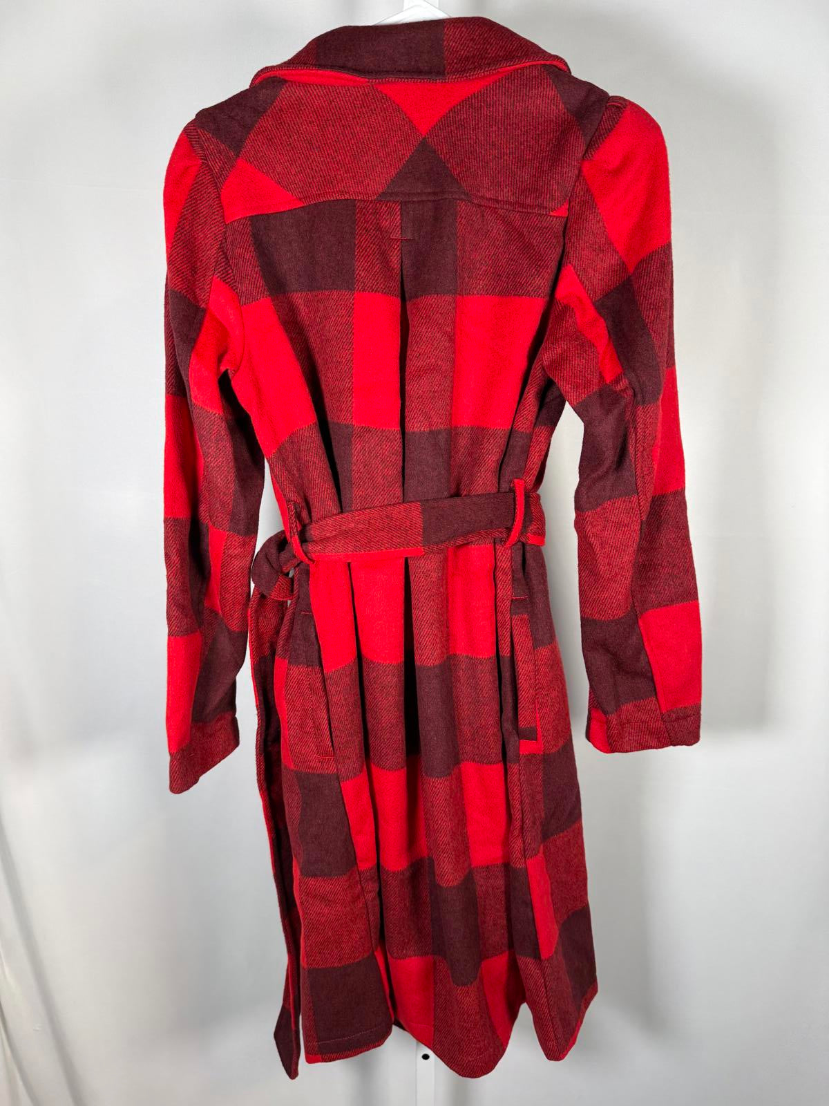 G by Giuliana Women's Black Label Plaid Trench Coat Red Size Medium