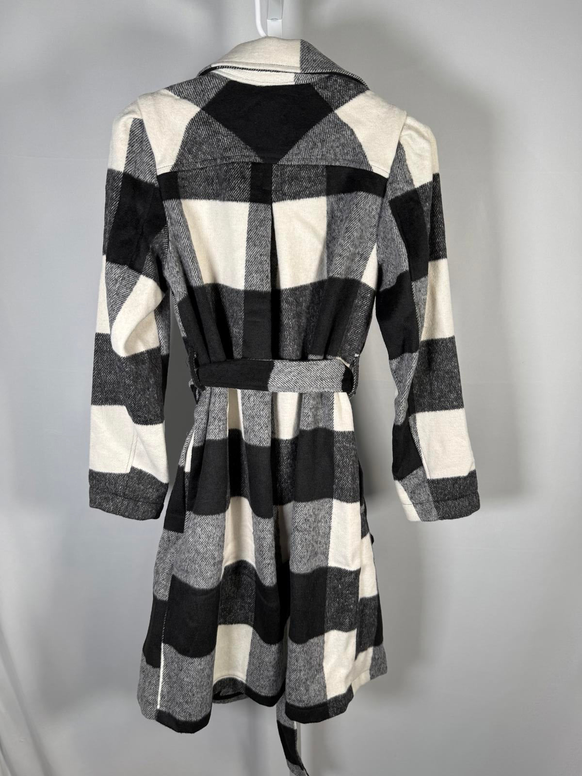G by Giuliana Women's Black Label Plaid Trench Coat Black Size Medium Petite