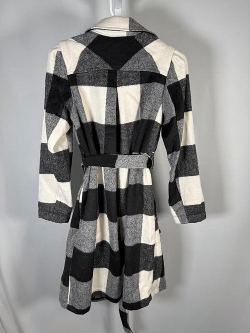 G by Giuliana Women's Black Label Plaid Trench Coat Black Size Medium Petite