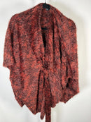 Colleen Lopez Women's Fuzzy Knit Belted Poncho Henna Size XXS
