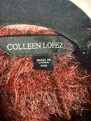Colleen Lopez Women's Fuzzy Knit Belted Poncho Henna Size XXS