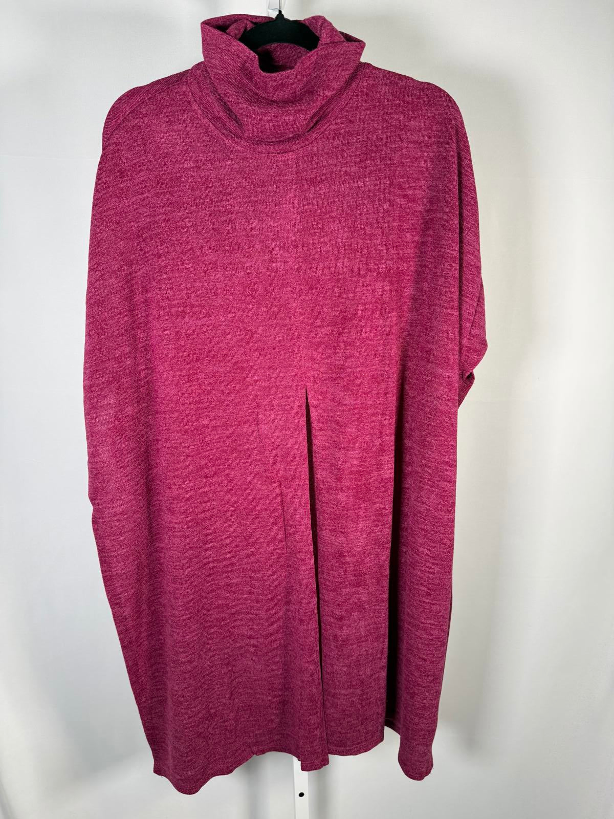 IMAN Women’s Berry Textured Cowl Neck Poncho Tunic Top Elbow Slit Size M/L