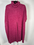 IMAN Women’s Berry Textured Cowl Neck Poncho Tunic Top Elbow Slit Size M/L