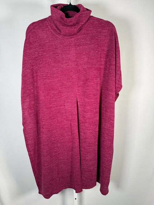 IMAN Women’s Berry Textured Cowl Neck Poncho Tunic Top Elbow Slit Size M/L