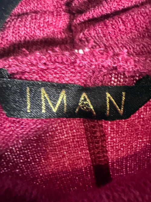 IMAN Women’s Berry Textured Cowl Neck Poncho Tunic Top Elbow Slit Size M/L