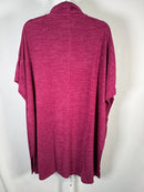 IMAN Women’s Berry Textured Cowl Neck Poncho Tunic Top Elbow Slit Size M/L