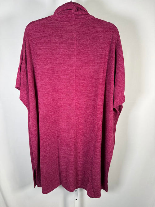 IMAN Women’s Berry Textured Cowl Neck Poncho Tunic Top Elbow Slit Size M/L