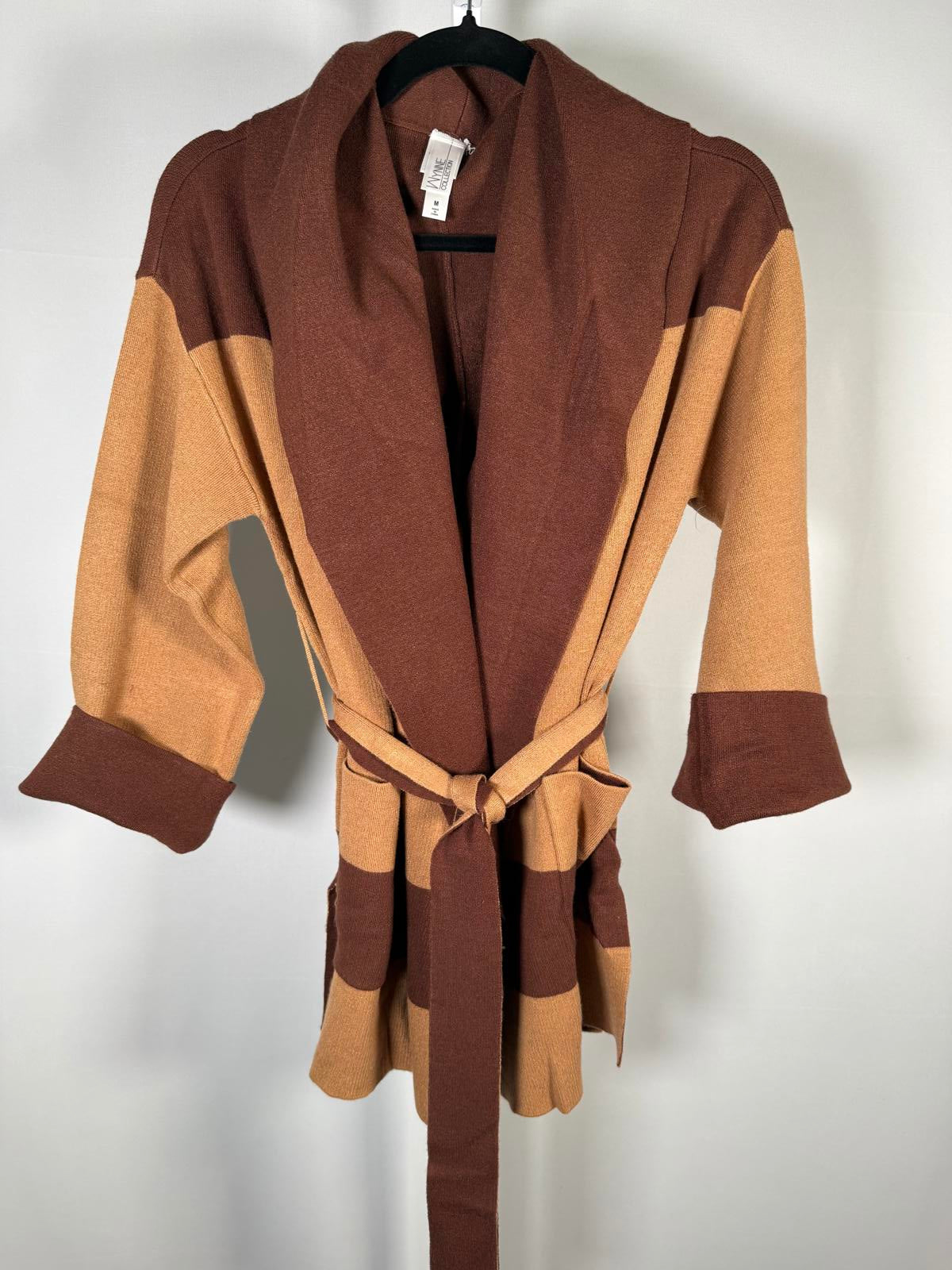 Wayne Collection Women’s Colorblock Belted Wrap Cardigan Coatigan Size Medium