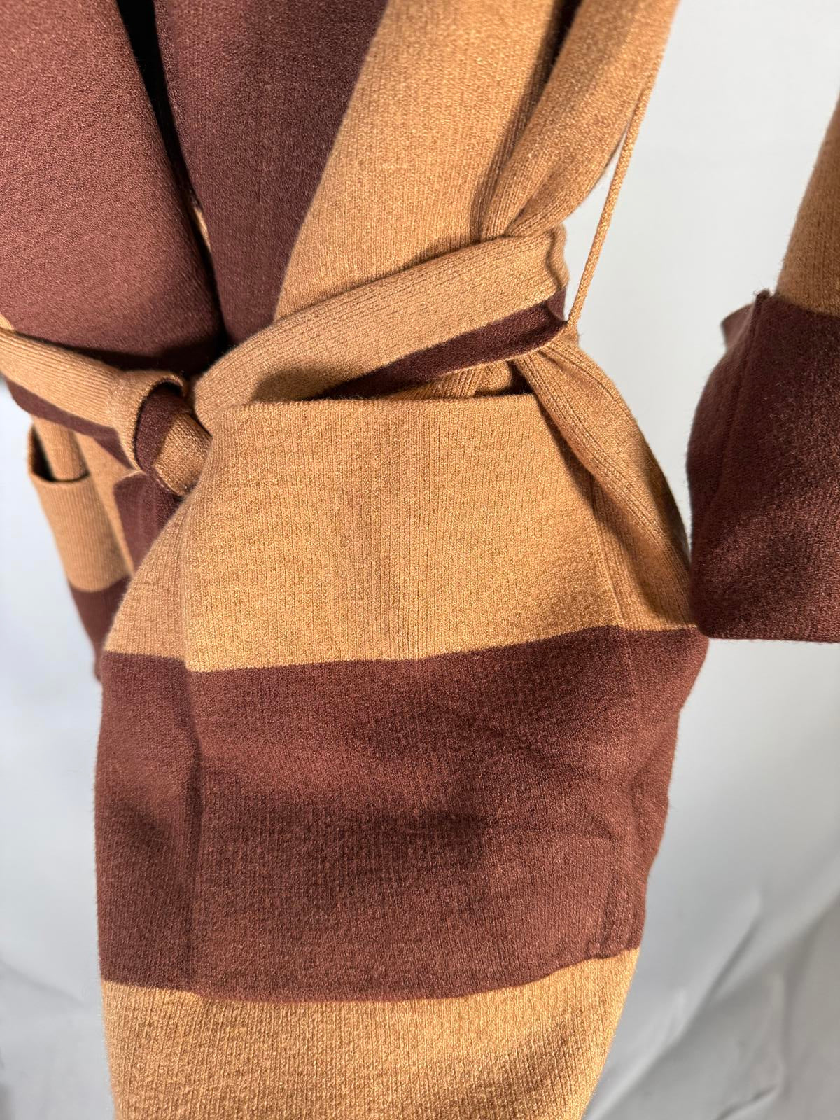 Wayne Collection Women’s Colorblock Belted Wrap Cardigan Coatigan Size Medium