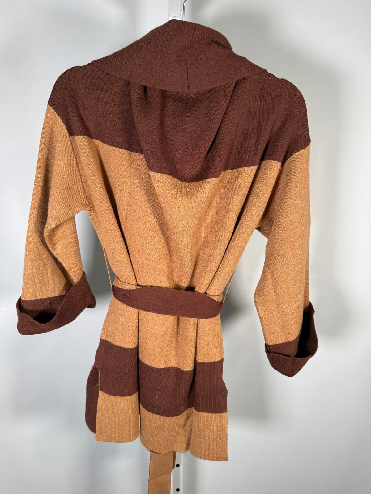 Wayne Collection Women’s Colorblock Belted Wrap Cardigan Coatigan Size Medium