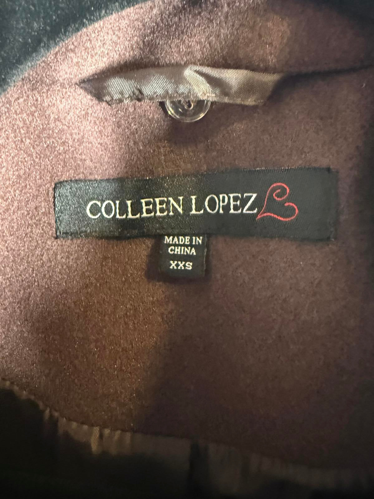 Colleen Lopez Womens Faux Wool Coat Brown Bead Detail Removable Collar Size XXS