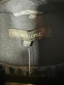 Colleen Lopez Womens Faux Wool Coat Black Bead Detail Removable Collar Size XXS