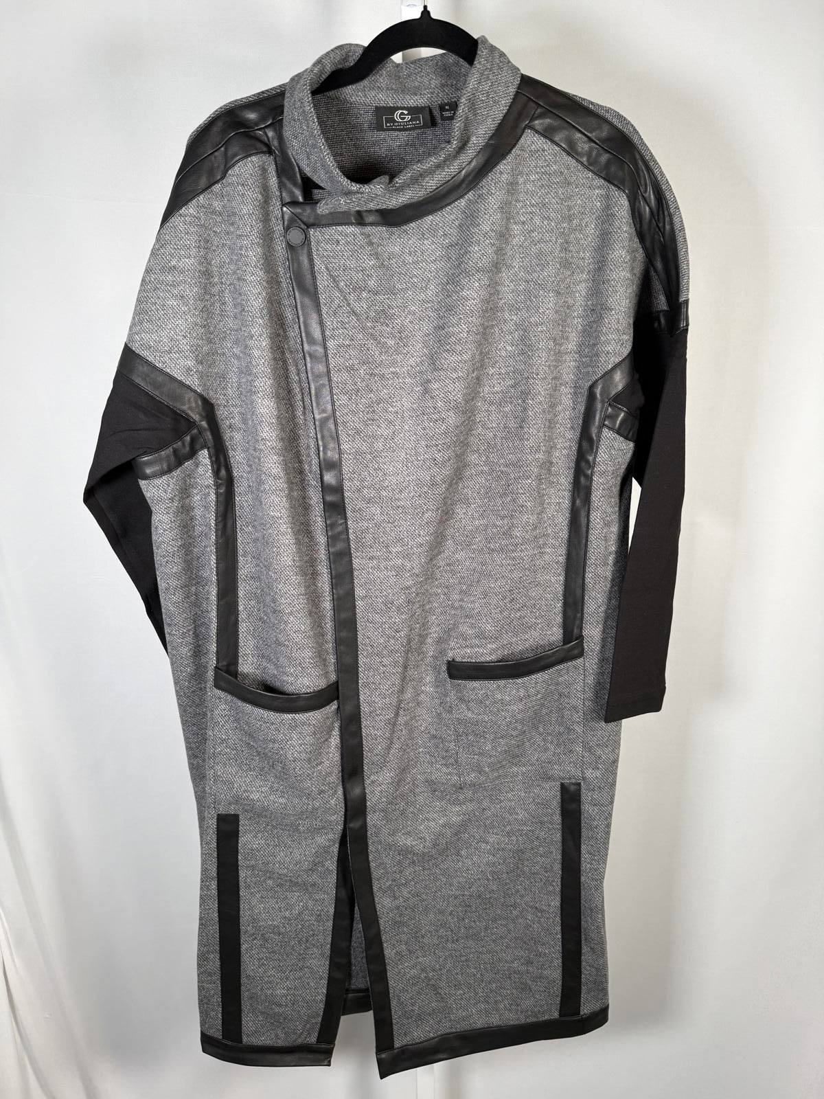G By Giuliana Black Label Gray Faux Leather Trim Coat Jacket Size XL