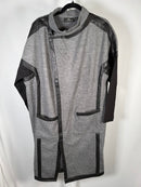G By Giuliana Black Label Gray Faux Leather Trim Coat Jacket Size XL