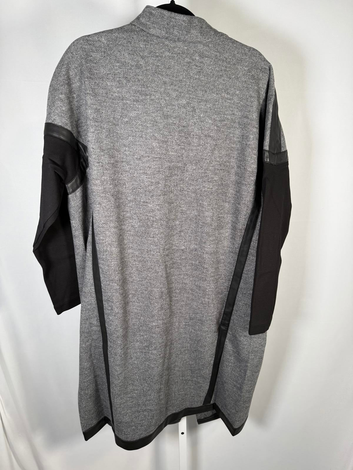 G By Giuliana Black Label Gray Faux Leather Trim Coat Jacket Size XL