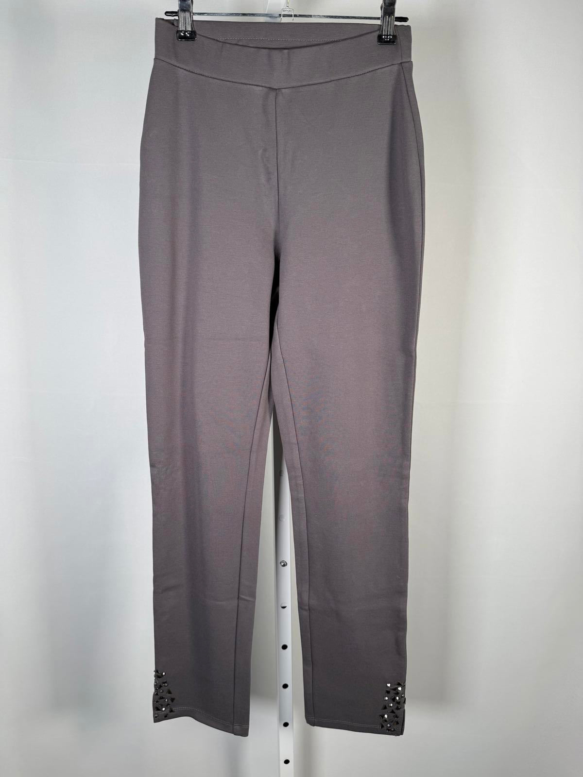 Coleen Lopez Gray Slim Pull-On Pants Studded Hem Stretch Ankle XXS