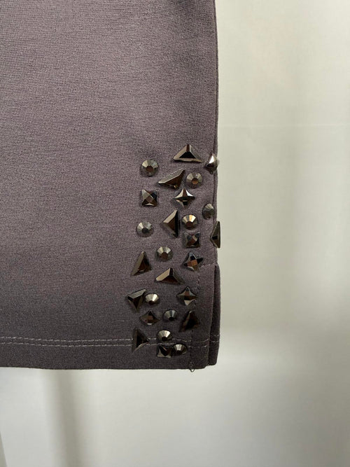 Coleen Lopez Gray Slim Pull-On Pants Studded Hem Stretch Ankle XXS