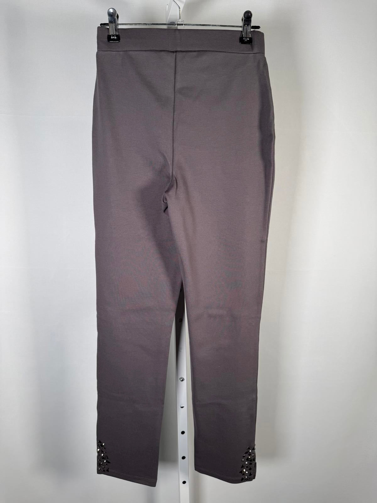 Coleen Lopez Gray Slim Pull-On Pants Studded Hem Stretch Ankle XXS