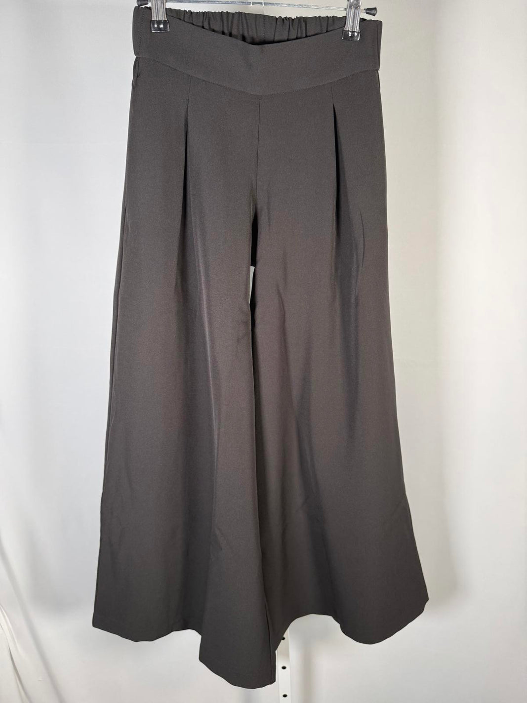 Mynne Collection Gray Wide Leg Dress Pants Pleated Pull-On Elastic Waist PXXS