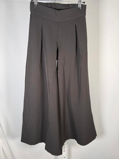 Mynne Collection Gray Wide Leg Dress Pants Pleated Pull-On Elastic Waist PXXS