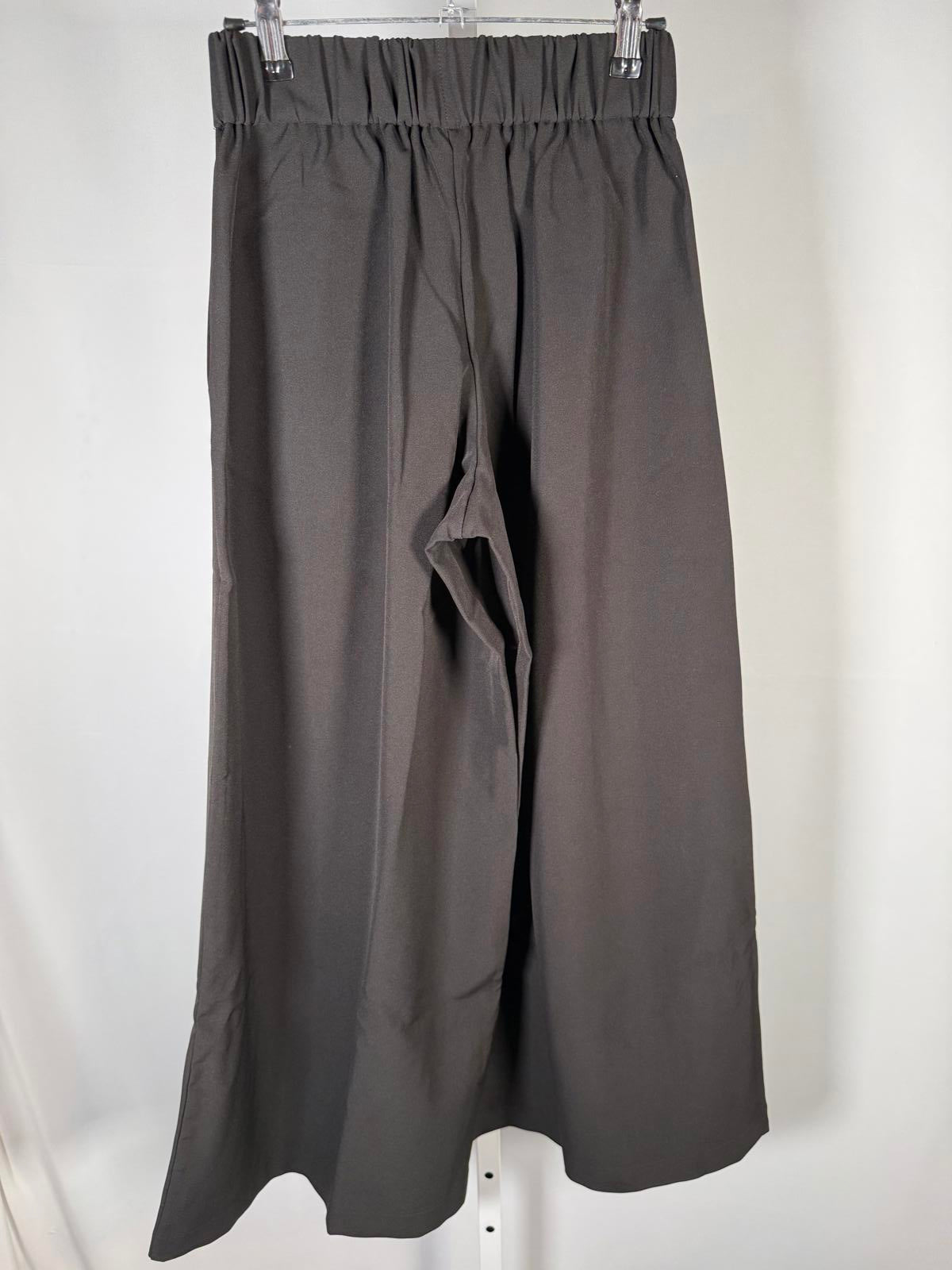 Mynne Collection Gray Wide Leg Dress Pants Pleated Pull-On Elastic Waist PXXS
