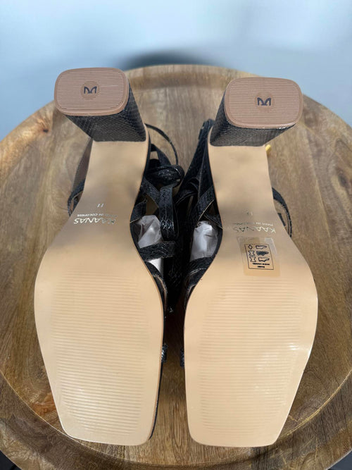 NWB Kaanas Eagle Wrap Heel Sandals Black Women's Size 11