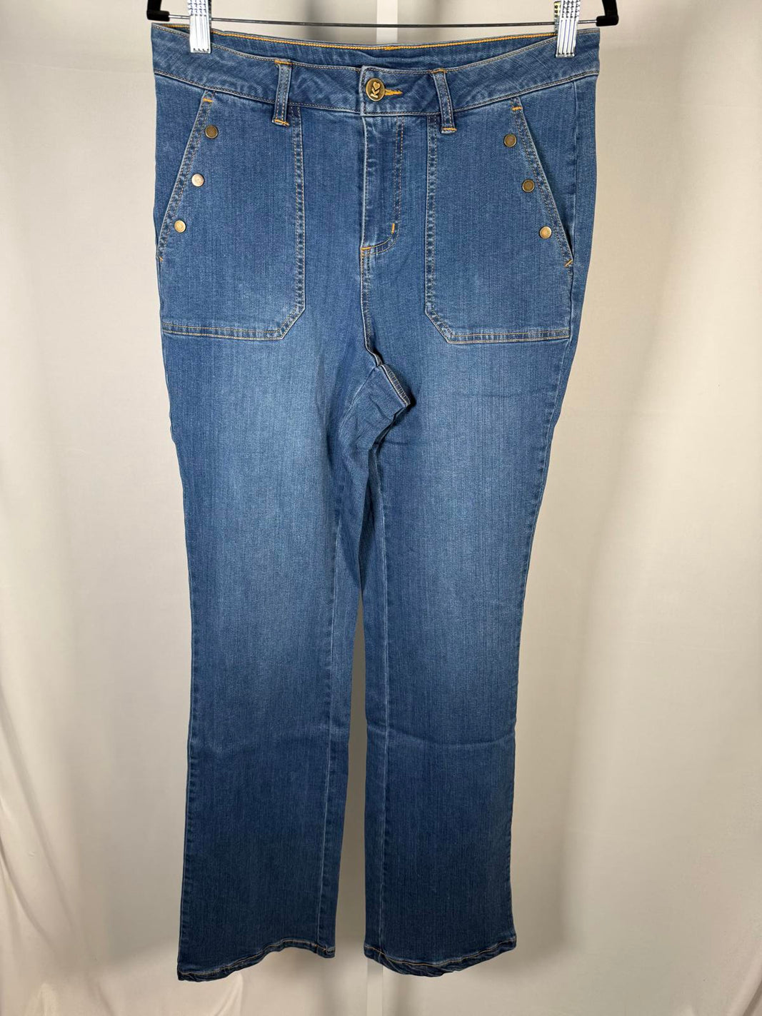 Belle by Kim Gravel Straight Jeans Women’s Medium Wash Size 10 Tall 33” Inseam