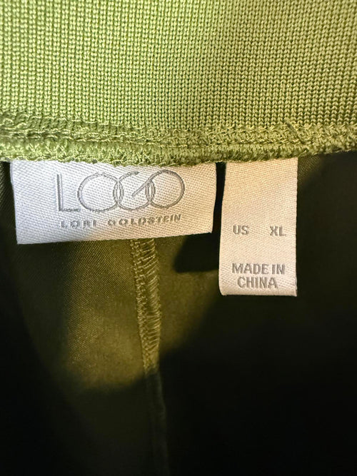 NWT LOGO by Lori Goldstein Women's Pants Satin Cargo Pant Green Size XL