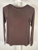 Colleen Lopez Brown Shimmer Long Sleeve Top Women’s Size XXS