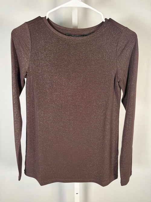 Colleen Lopez Brown Shimmer Long Sleeve Top Women’s Size XXS