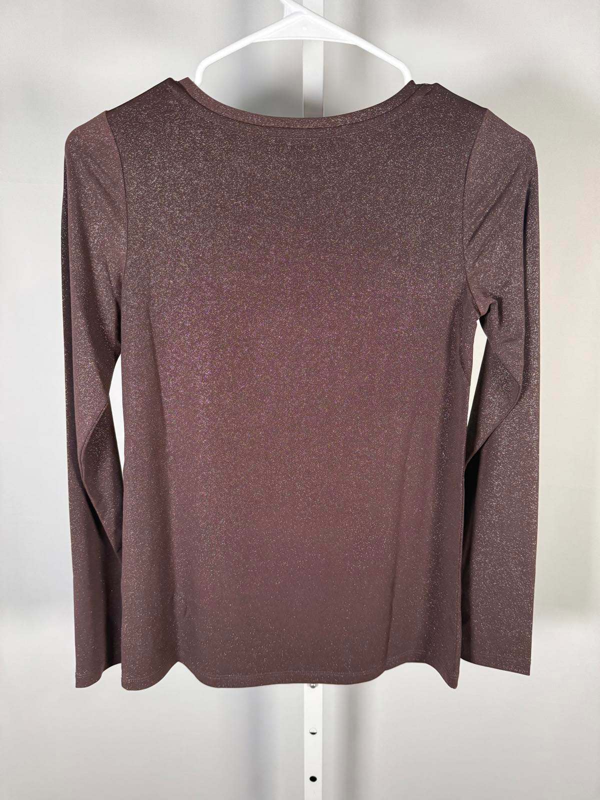 Colleen Lopez Brown Shimmer Long Sleeve Top Women’s Size XXS
