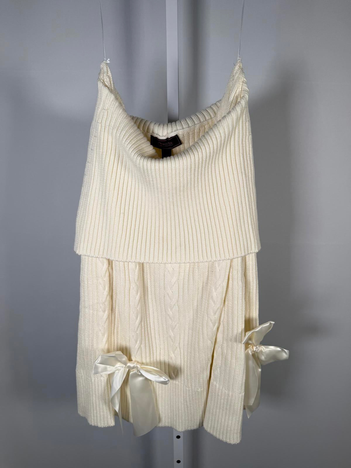C Wonder by Christian Siriano Ivory Cable Knit SweaterBow Sleeves Size XL