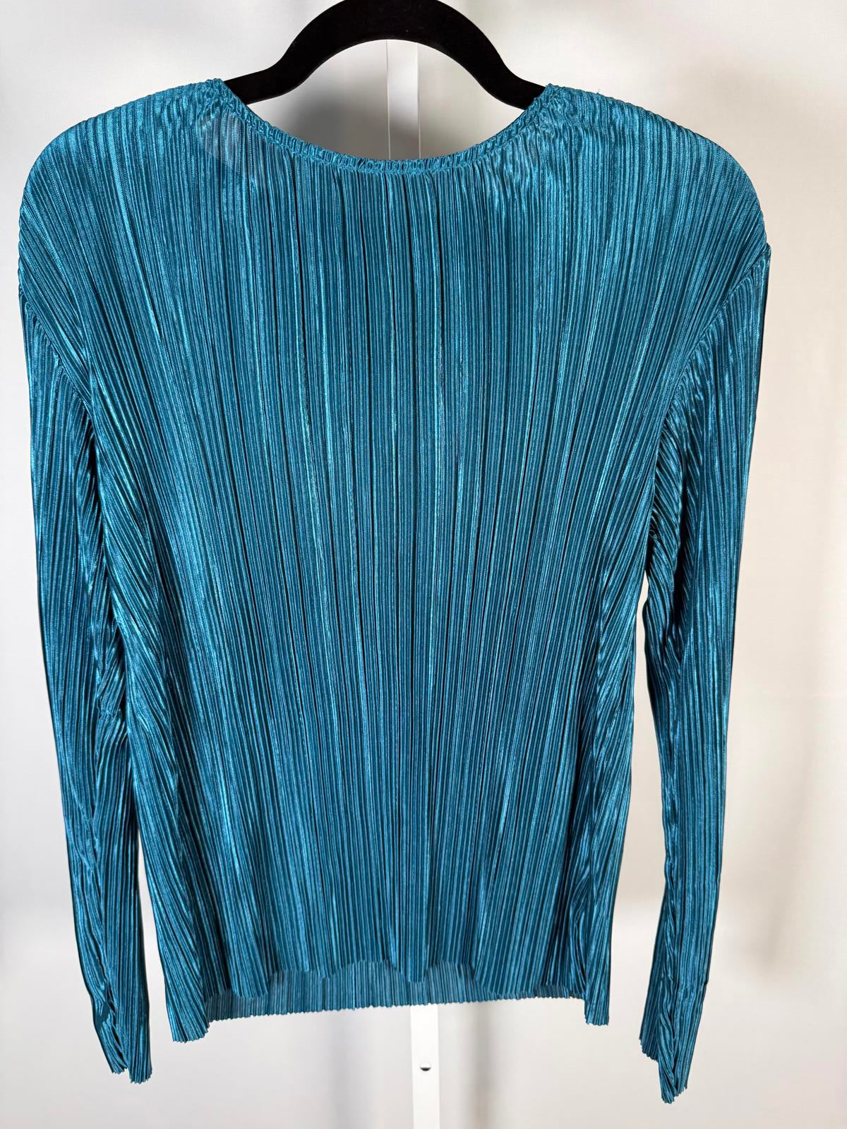 G by Giuliana Black Label Teal Pleated Long Sleeve Blouse Women’s Medium