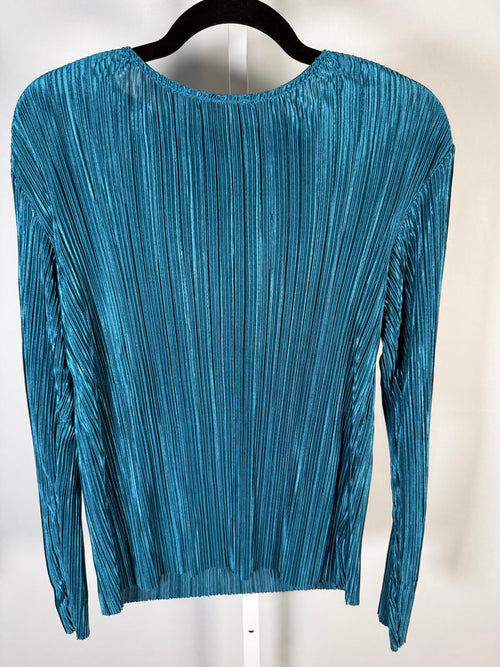 G by Giuliana Black Label Teal Pleated Long Sleeve Blouse Women’s Medium
