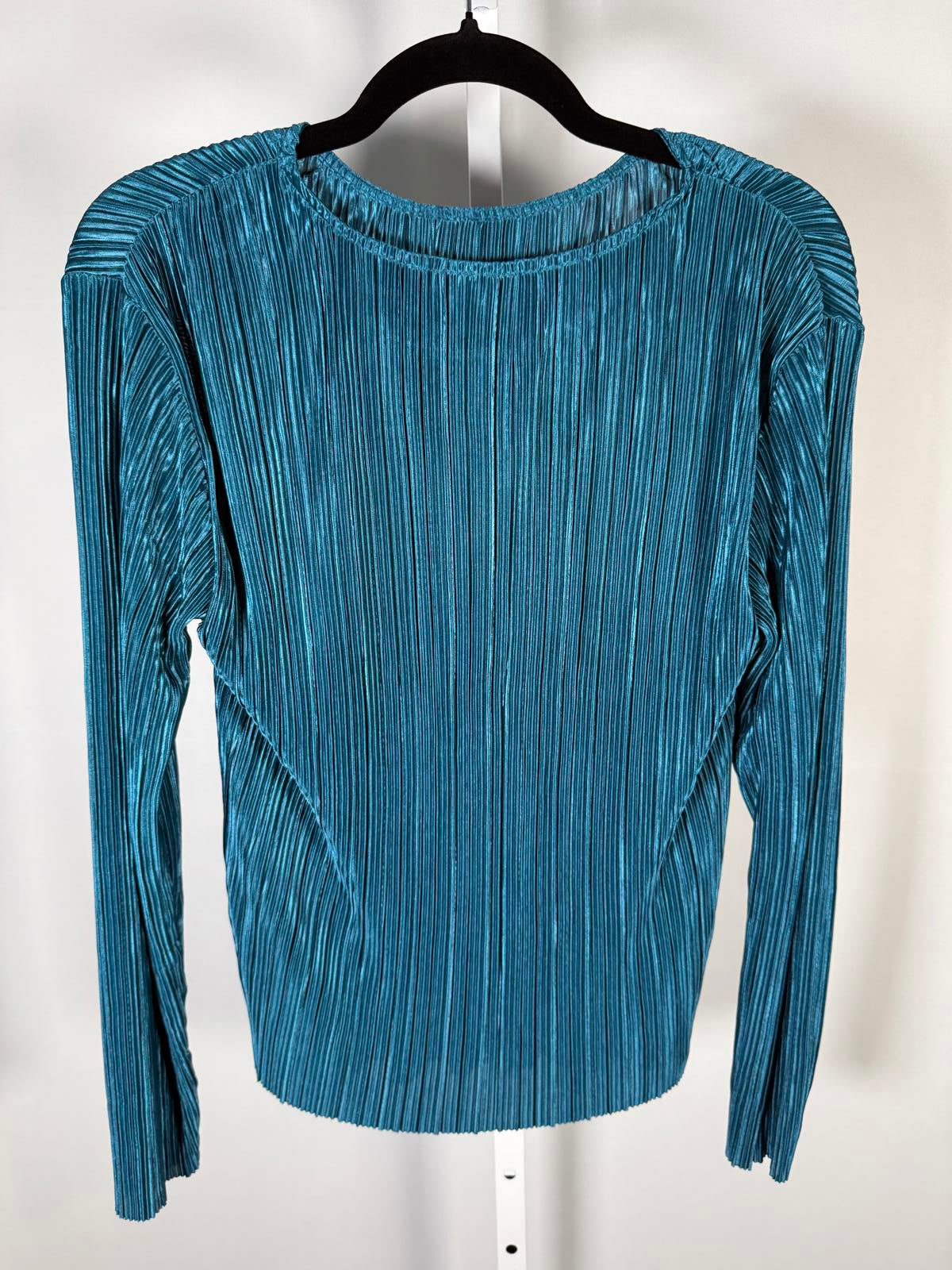 G by Giuliana Black Label Teal Pleated Long Sleeve Blouse Women’s Medium