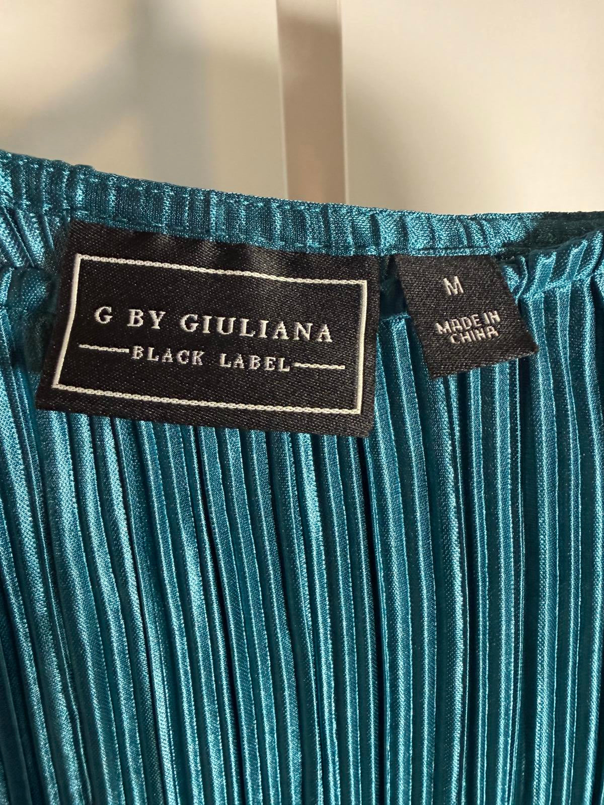 G by Giuliana Black Label Teal Pleated Long Sleeve Blouse Women’s Medium