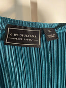 G by Giuliana Black Label Teal Pleated Long Sleeve Blouse Women’s Medium