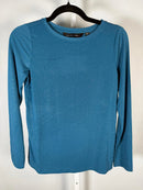 Colleen Lopez Women’s Teal Glitter Shimmer Long Sleeve Stretch Top Size XS
