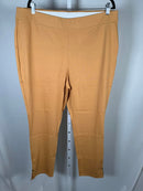 d&co Signature Womens Camel Pull-On Ankle Pants Button Hem Slit Stretch Size 1X